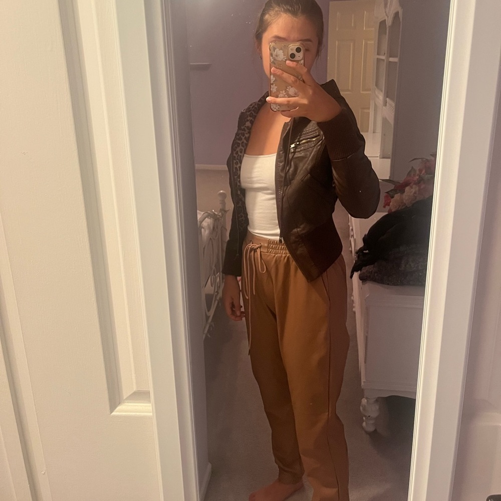 Faux Leather Brown Pants Size L - Picture 5 of 5